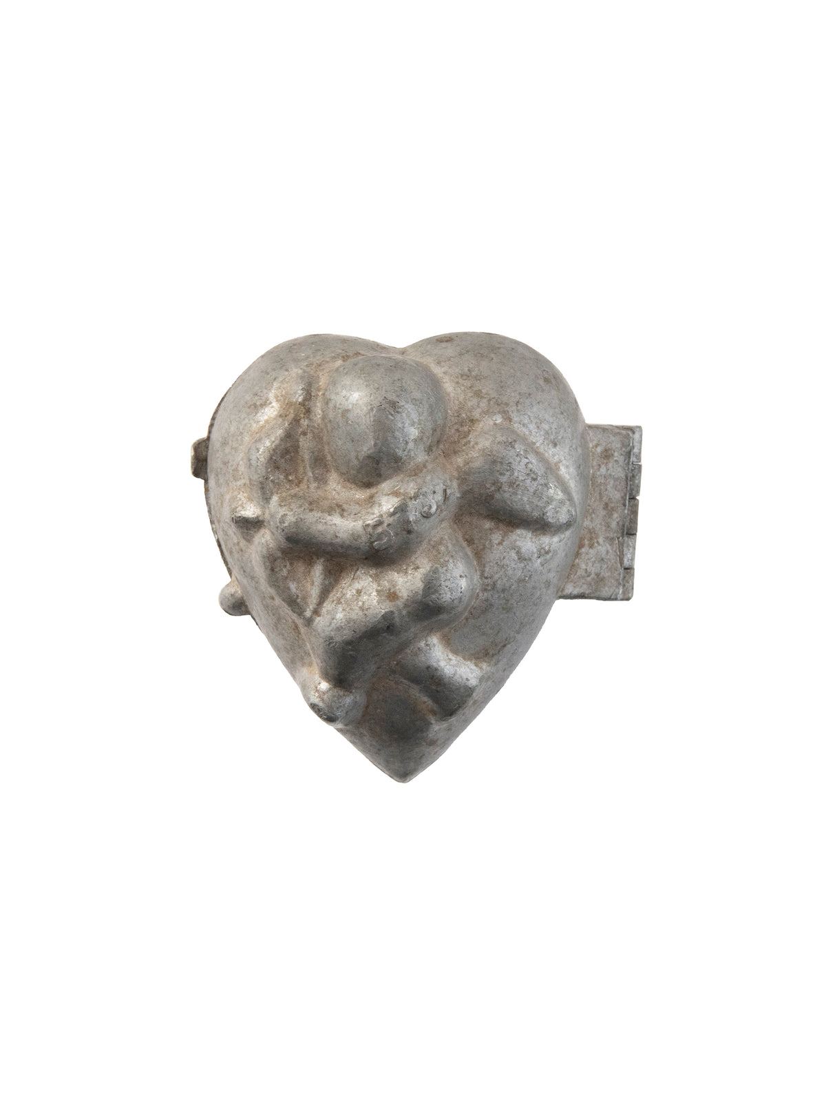 Vintage 1920s Pewter Heart with Cupid Ice Cream Mold Weston Table