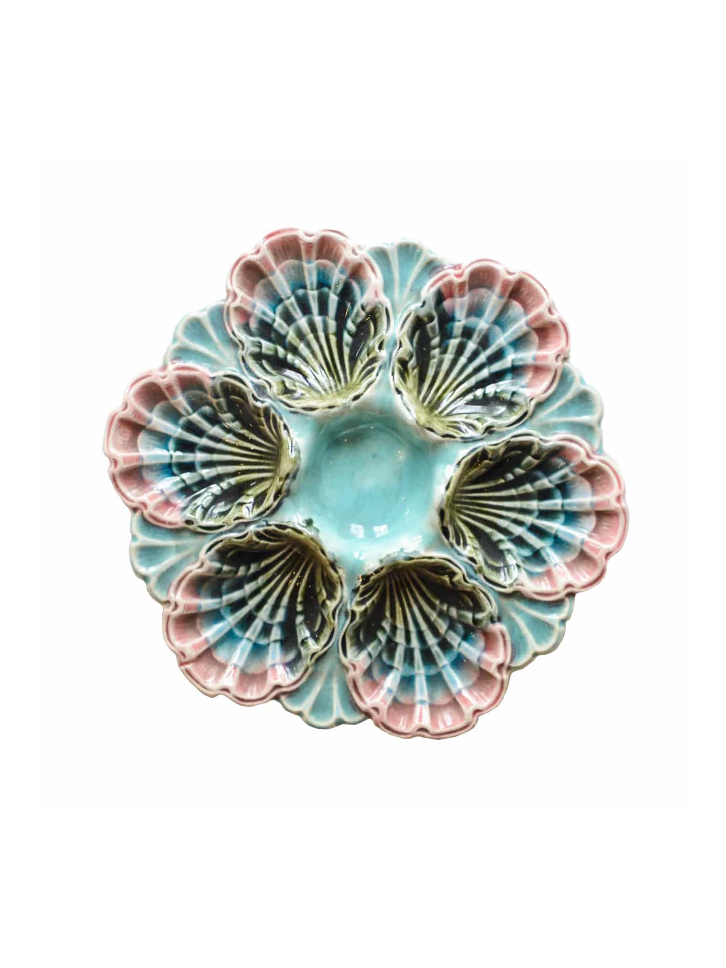 19th Century French Majolica Oyster Plate Weston Table