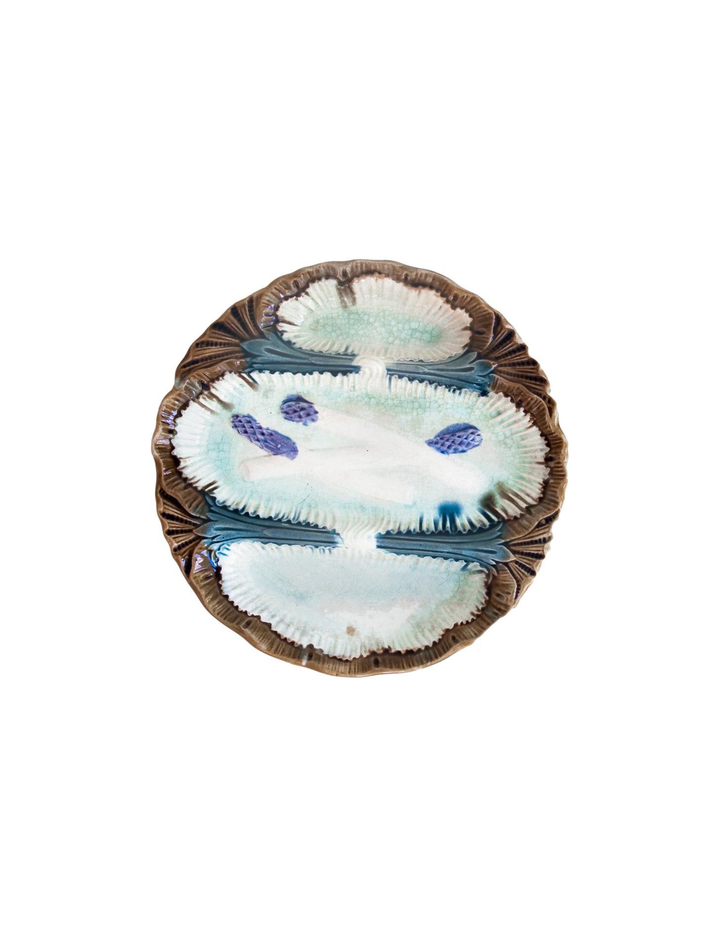 Vintage 19th Century Louis XV Majolica Asparagus Plate & Platter Weston Table SP