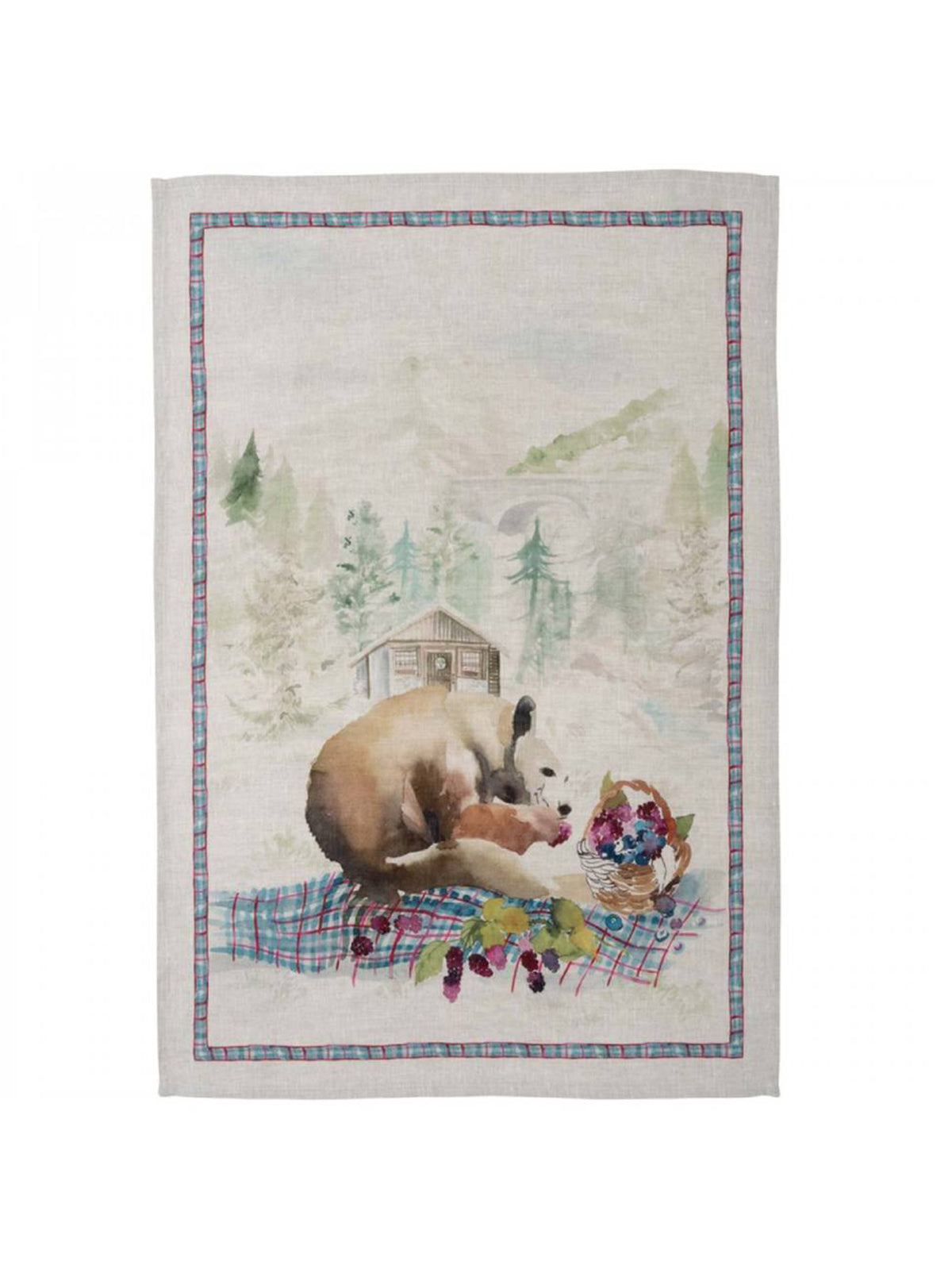 Bear and Berries Linen Kitchen Towel Weston Table