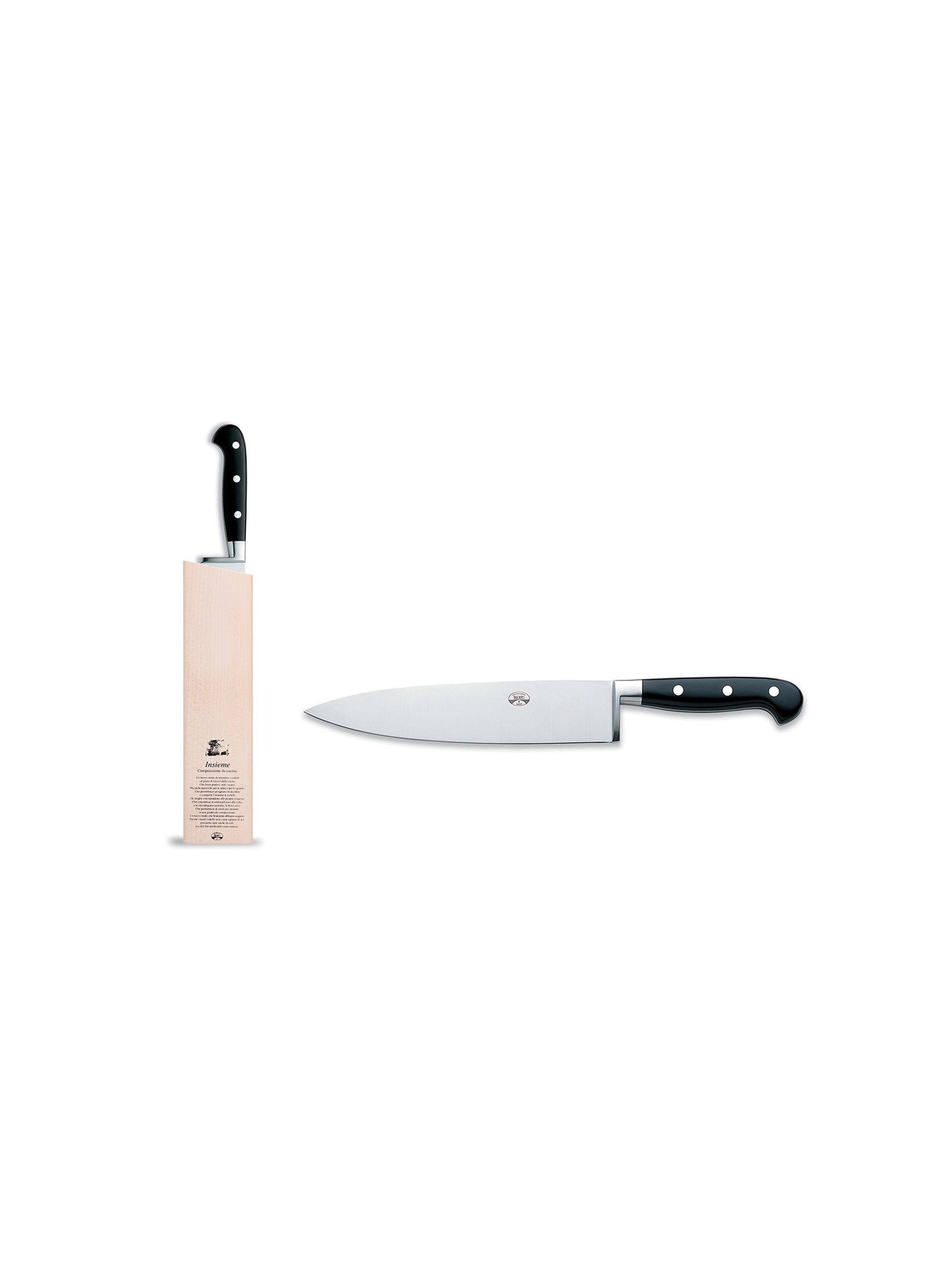 Coltellerie Berti Cutlery Black Insieme Lucite Knife with Wood Block Weston Table