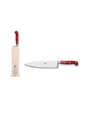 Berti Cutlery Red Insieme Lucite Chefs Knife with Wood Block Weston Table