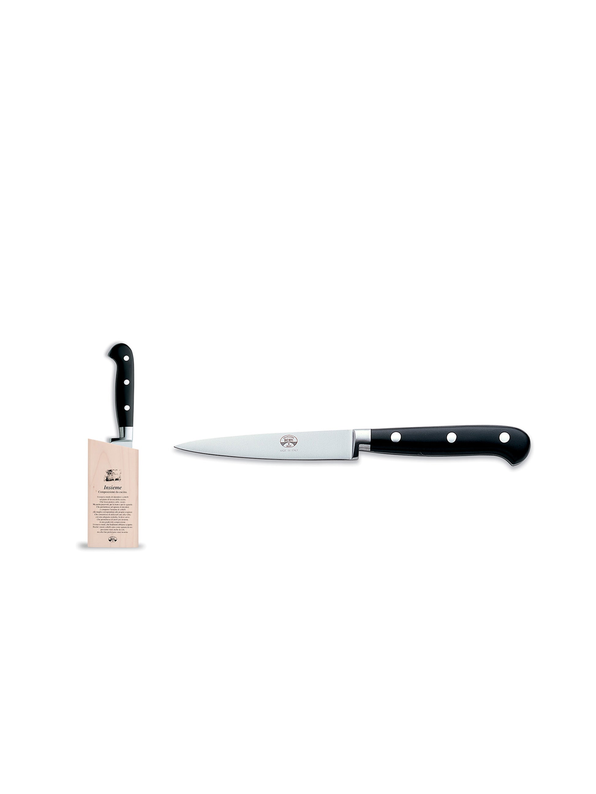 Coltellerie Berti Cutlery Black Insieme Lucite Paring Knife with Wood Block Weston Table