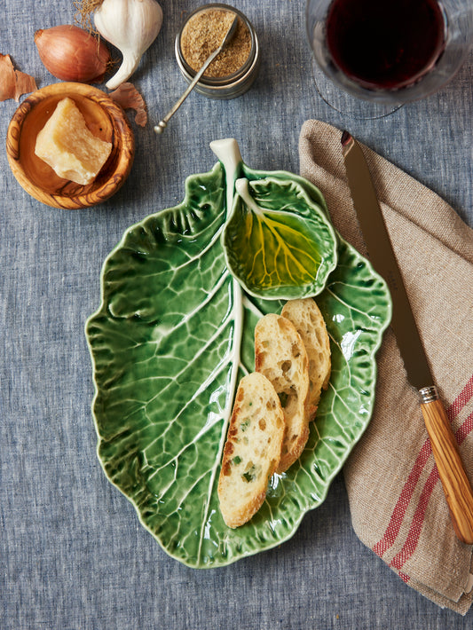 Bordallo Pinheiro Cabbage Leaf Dish with Dip Bowl Weston Table