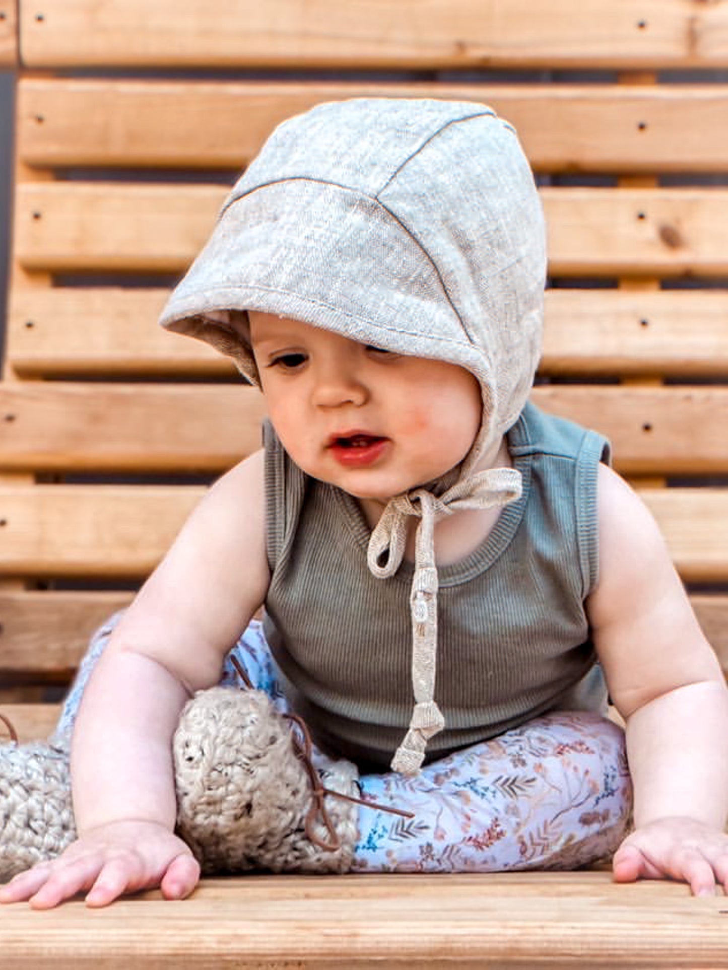 Briar Baby Brimmed Linen Bonnet Weston Table