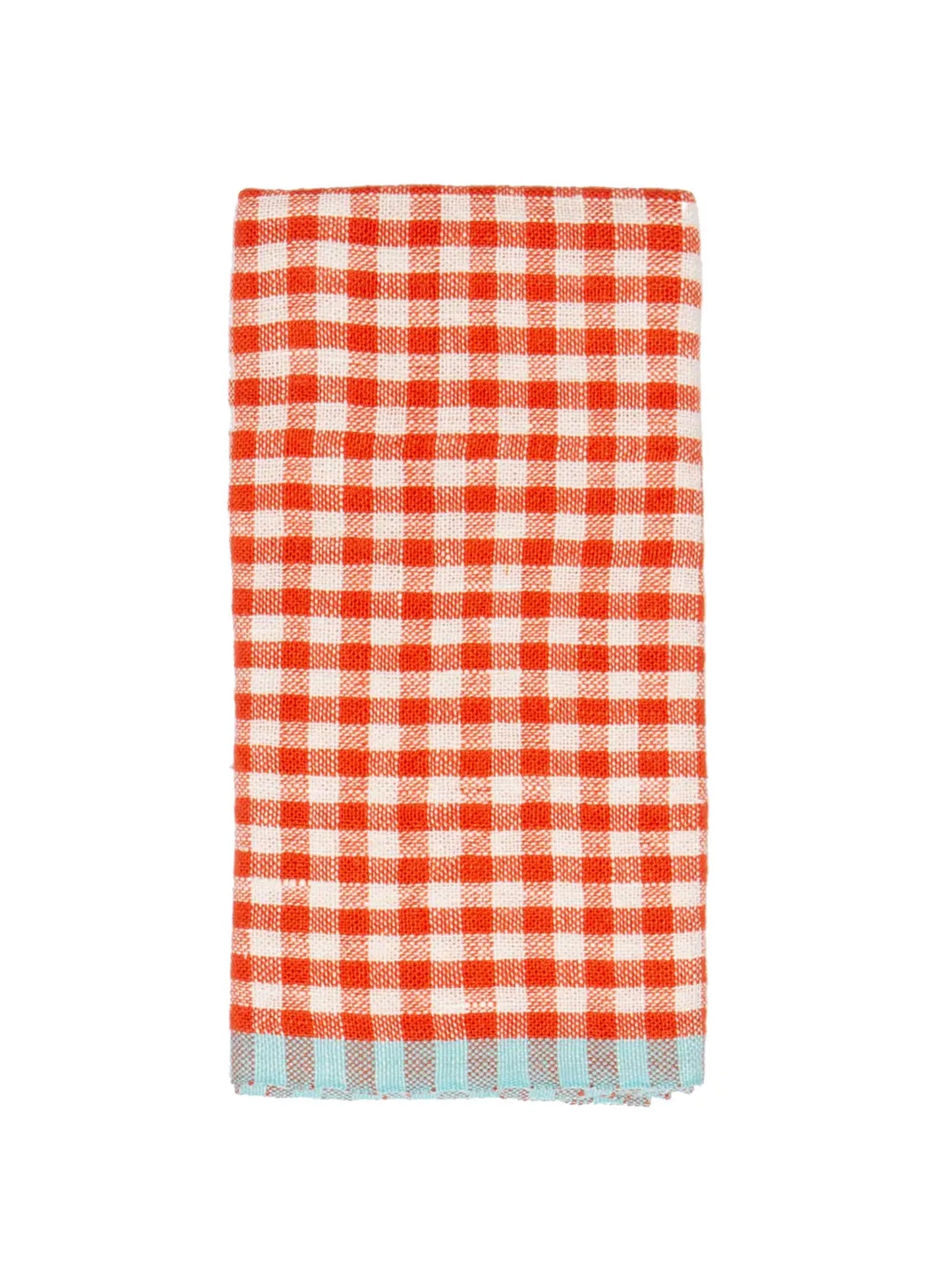 Caravan Gingham Orange and Aqua Kitchen Towel Set Weston Table