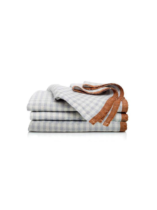 Caravan Gingham Napkin Set Periwinkle and Cognac Weston Table