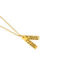 Chocolate & Steel Long-Bar Quote Necklace Hafez Gold Weston Table