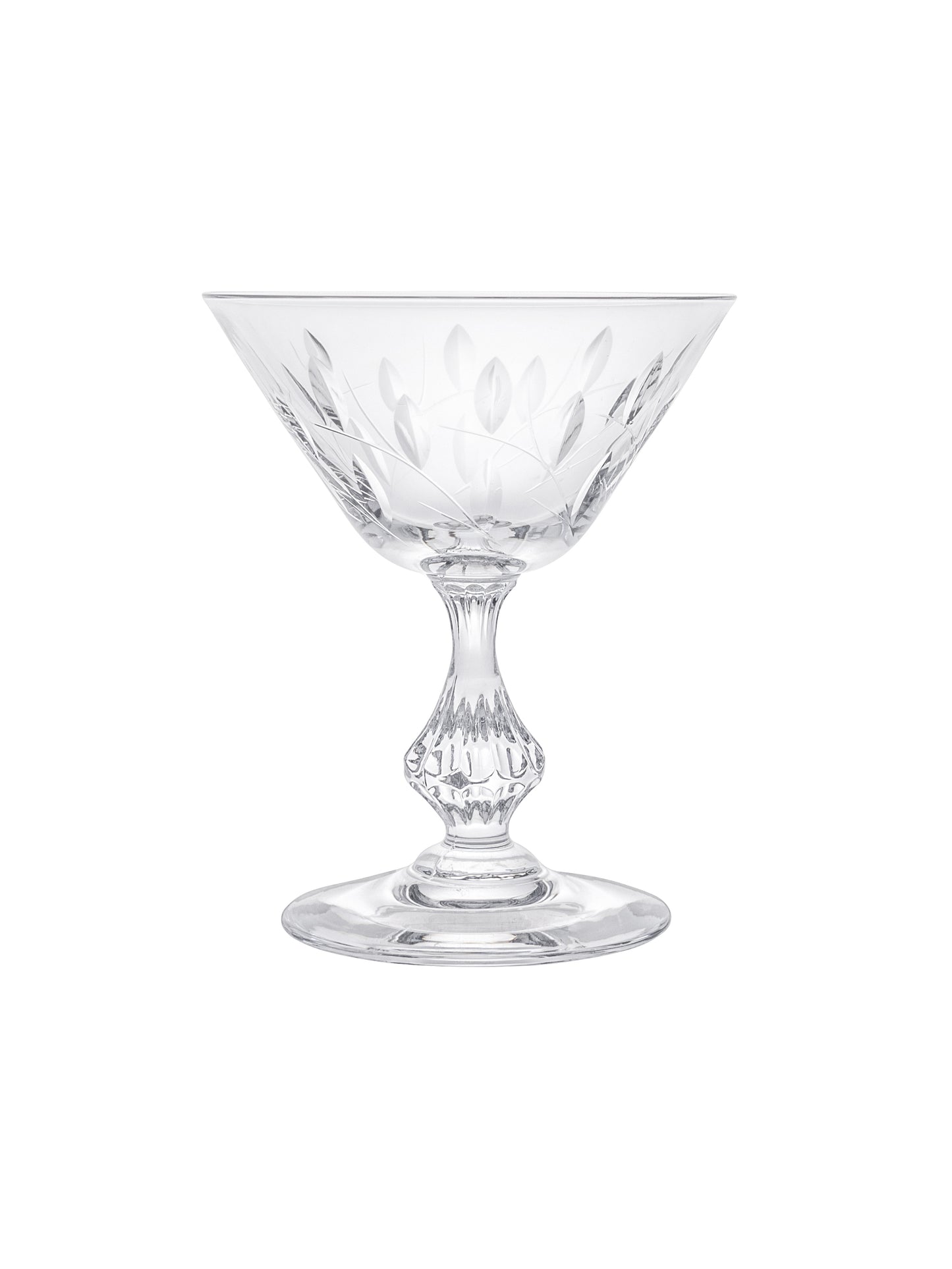 Vintage Crystal Faceted Stem Champagne Coupes Weston Table