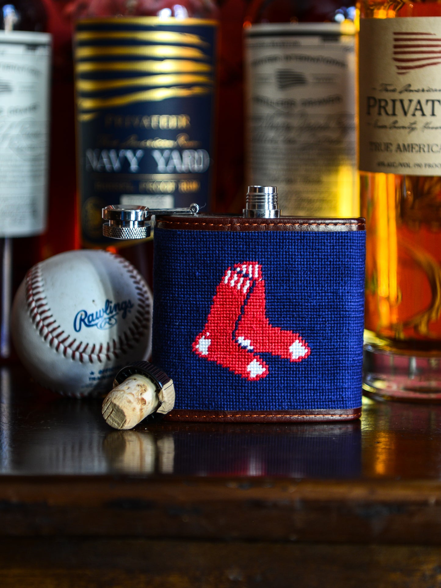 Smathers & Branson Boston Red Sox Needlepoint Flask Weston Table