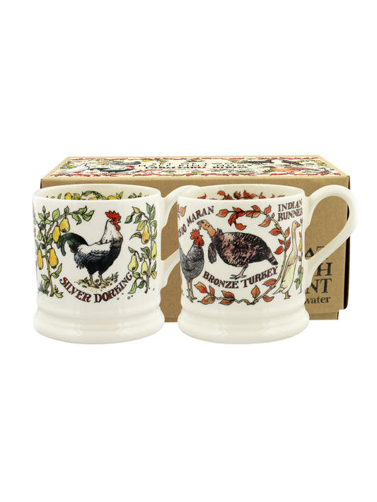 Emma Bridgewater Farmyard Birds Boxed Set of 2 Half Pint Mugs Weston Table