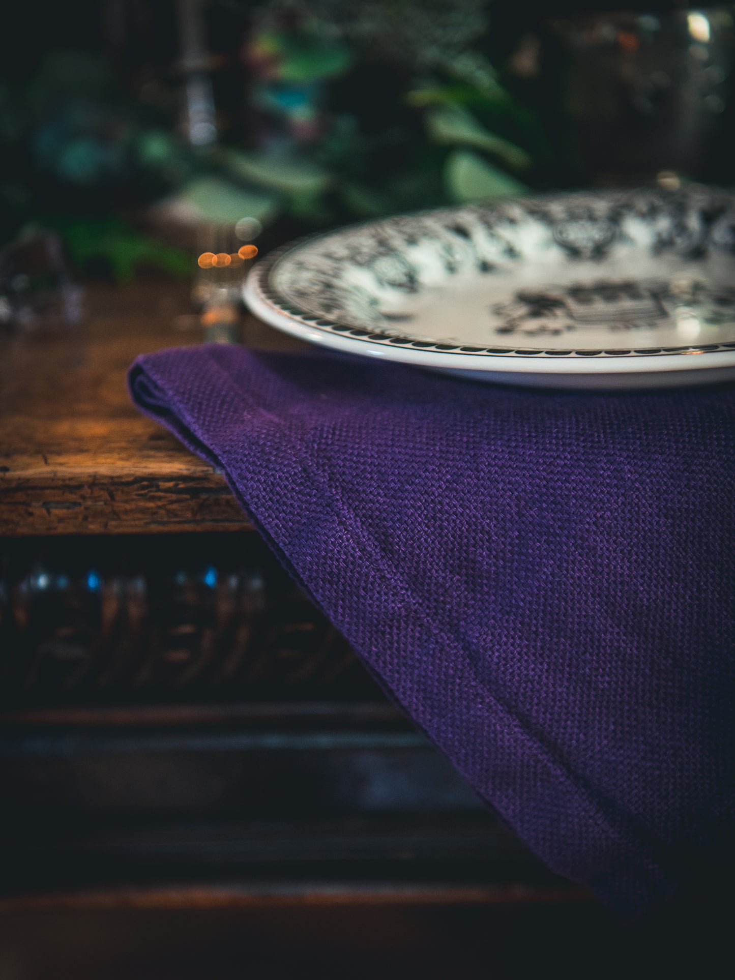 European Rustic Linen Collection Aubergine Weston Table