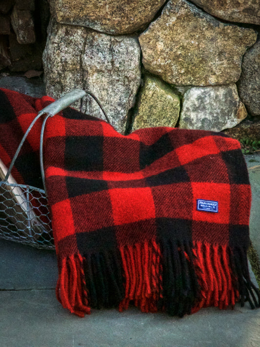 Faribault Buffalo Check Wool Throw Red Weston Table