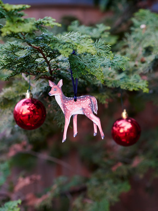 Fawn Watercolor Birchwood Ornament Weston Table