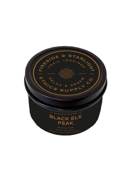 Ethics Supply Co. FIRESIDE + STARLIGHT Travel Candle Black Elk Peak Weston Table