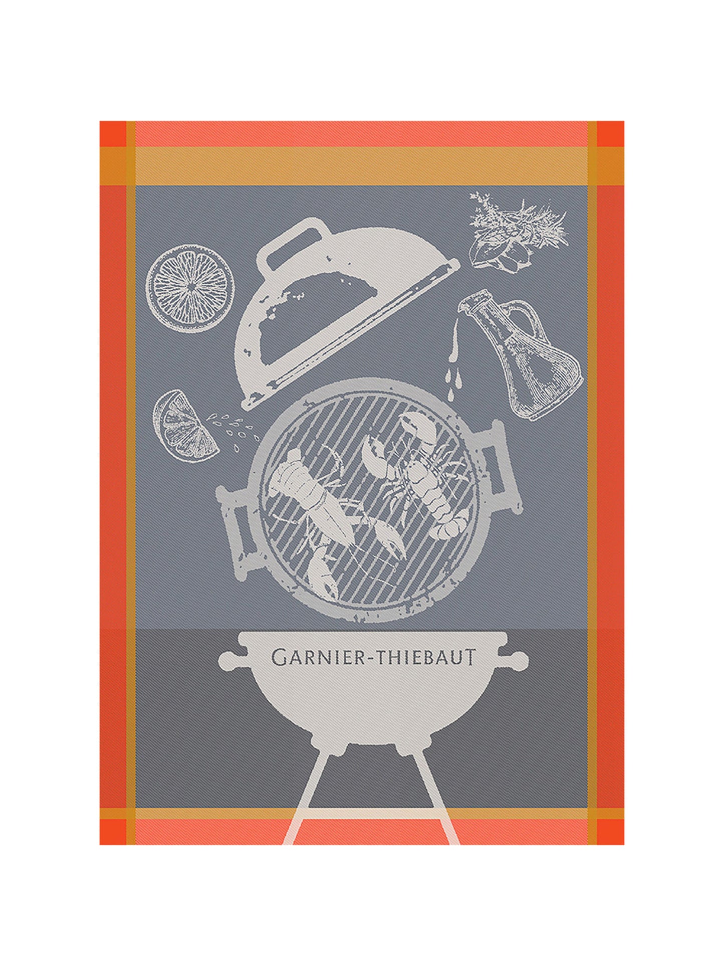 Garnier Thiebaut Lobster Grill Charcoal Jacquard Kitchen Towel Weston Table