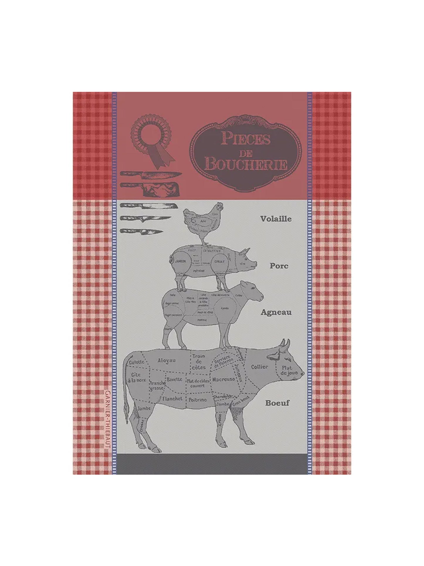 Garnier Thiebaut Red Butchers Pieces Jacquard Kitchen Towel Weston Table