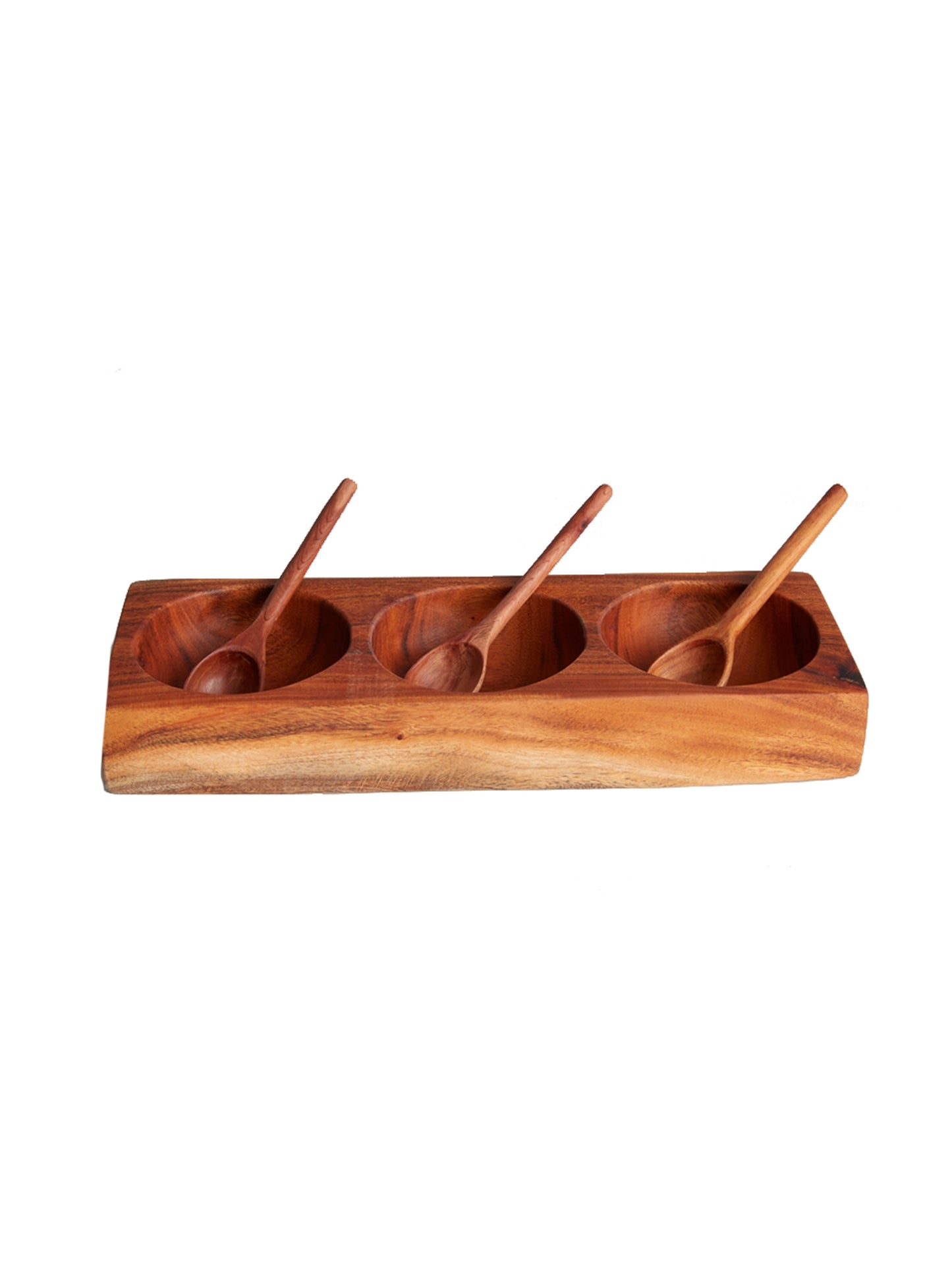 Guamuchil Wood Three Section Salsa Dish Weston Table