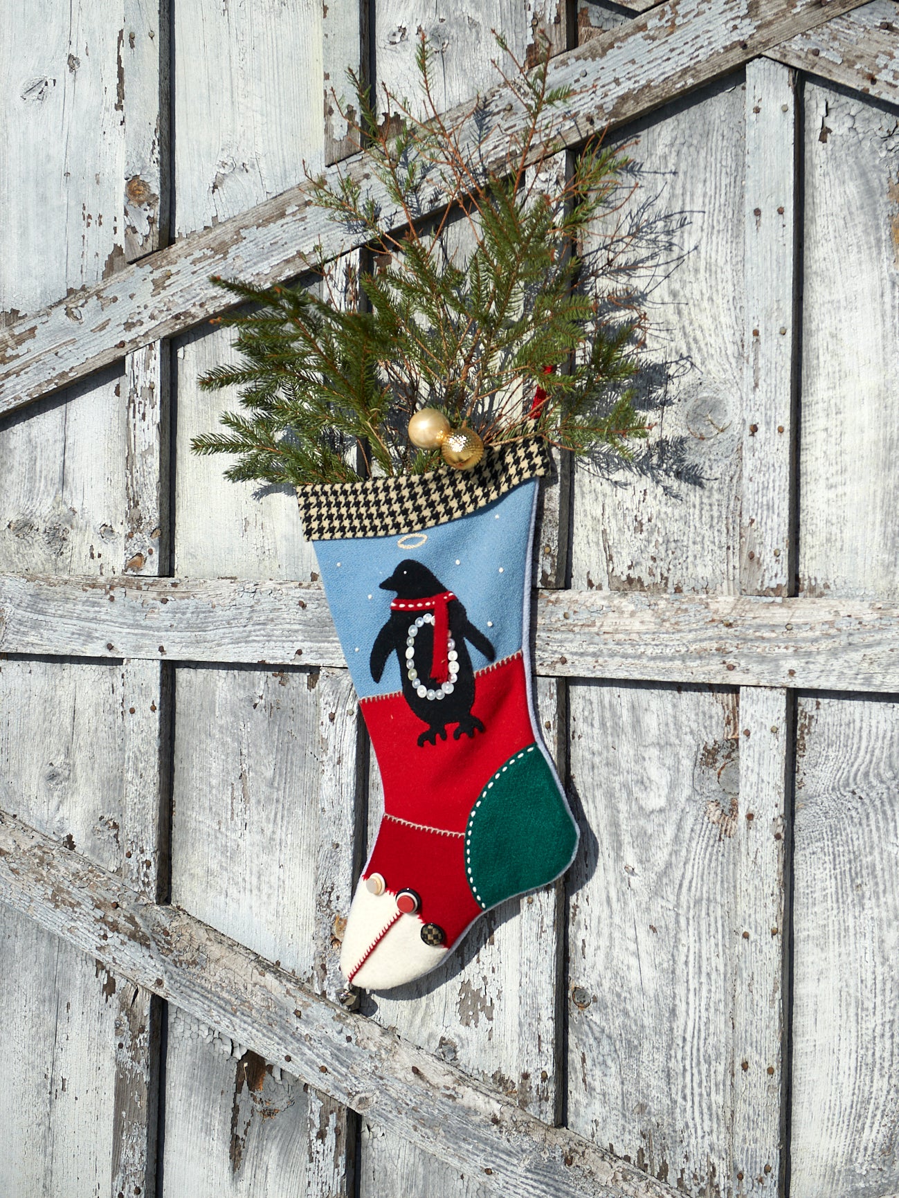 Wool Felt Christmas Stocking from India - Gingerbread Feast