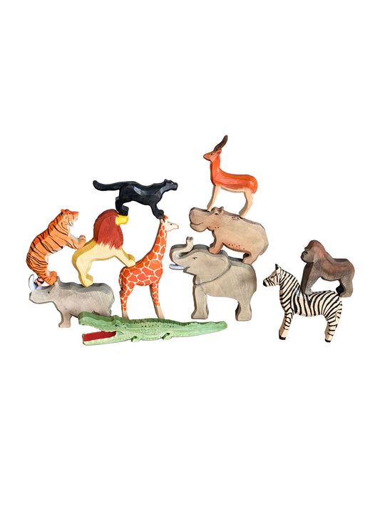 Heirloom Wooden Safari Animals Toys Set Weston Table
