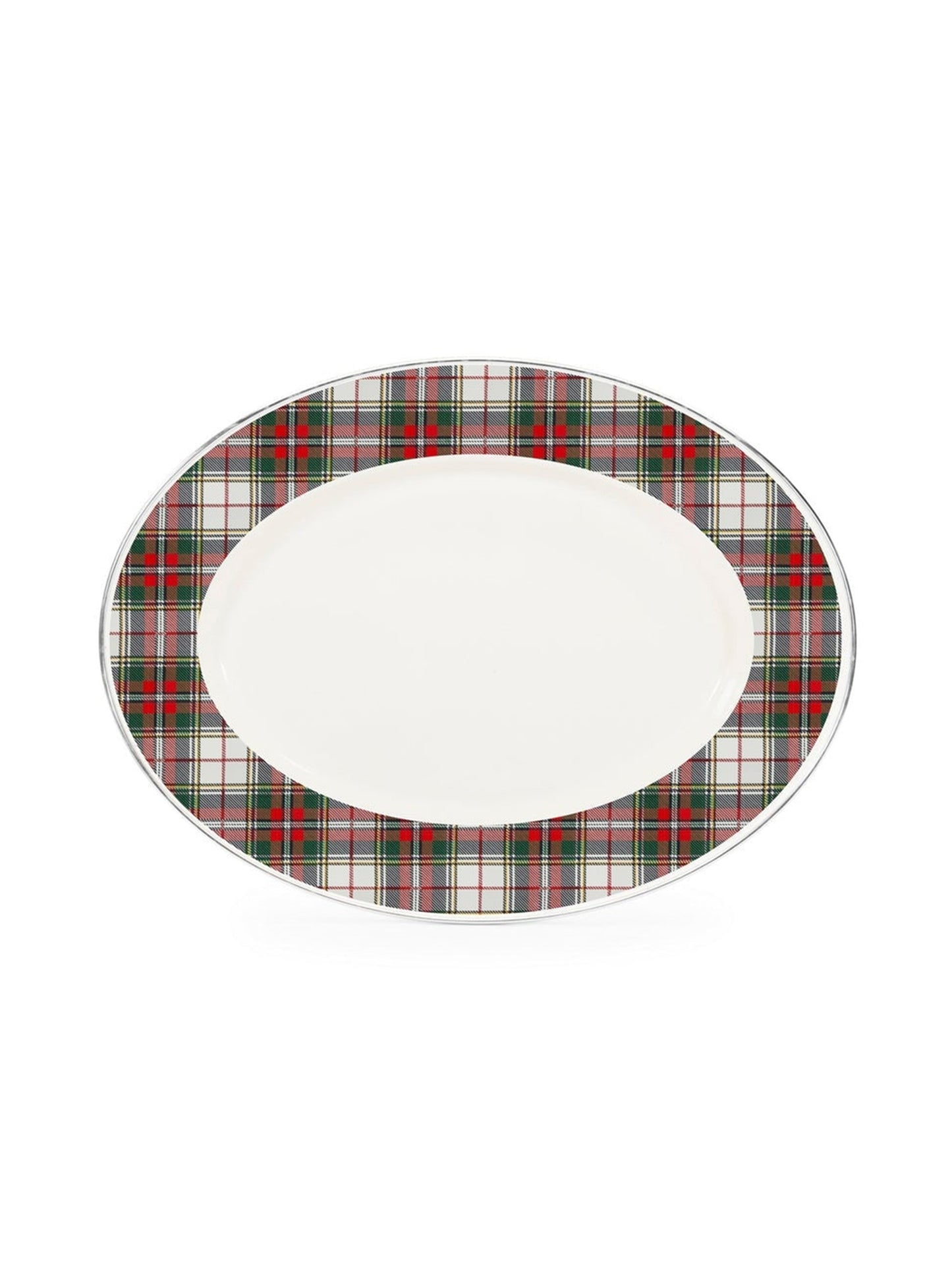 Highland Plaid Oval Enamelware Platter Weston Table