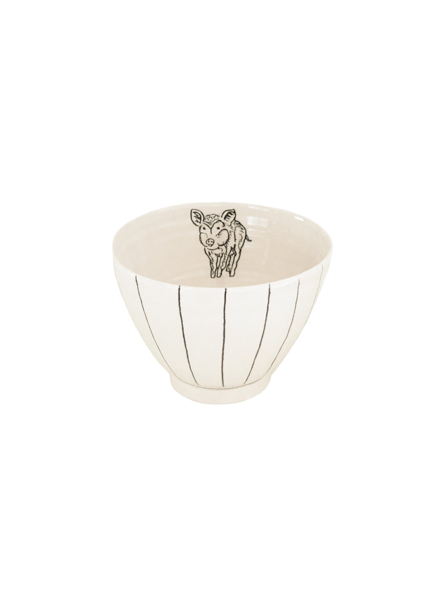 Hope + Mary Woodland Animal Bowl with Lines Pig Weston Table