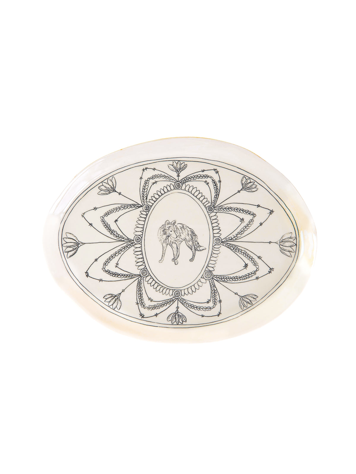 Hope and Mary Woodland Animal Large Platter Flower & Leaf Fox Weston Table