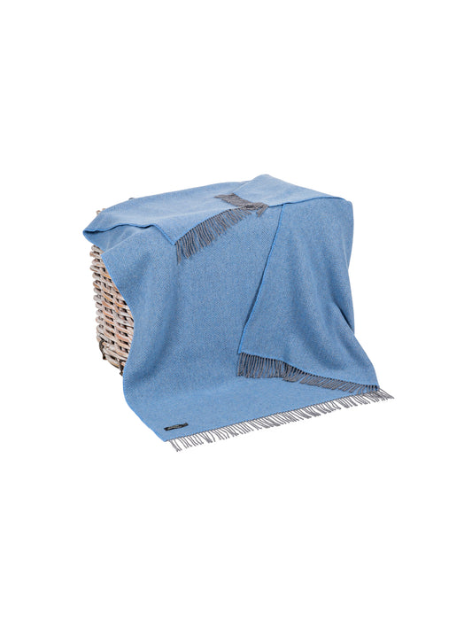 Irish Celtic Blue Merino Wool and Cashmere Throw Weston Table