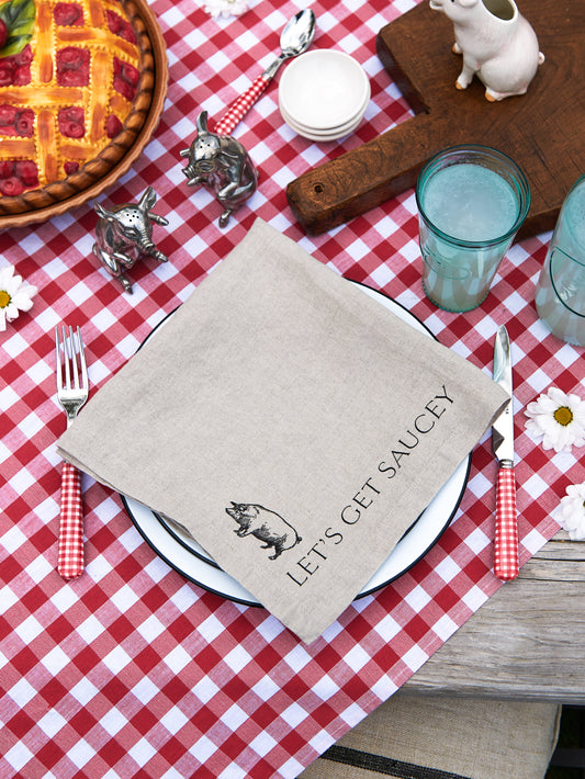 Let's Get Saucey Linen Napkins Weston Table