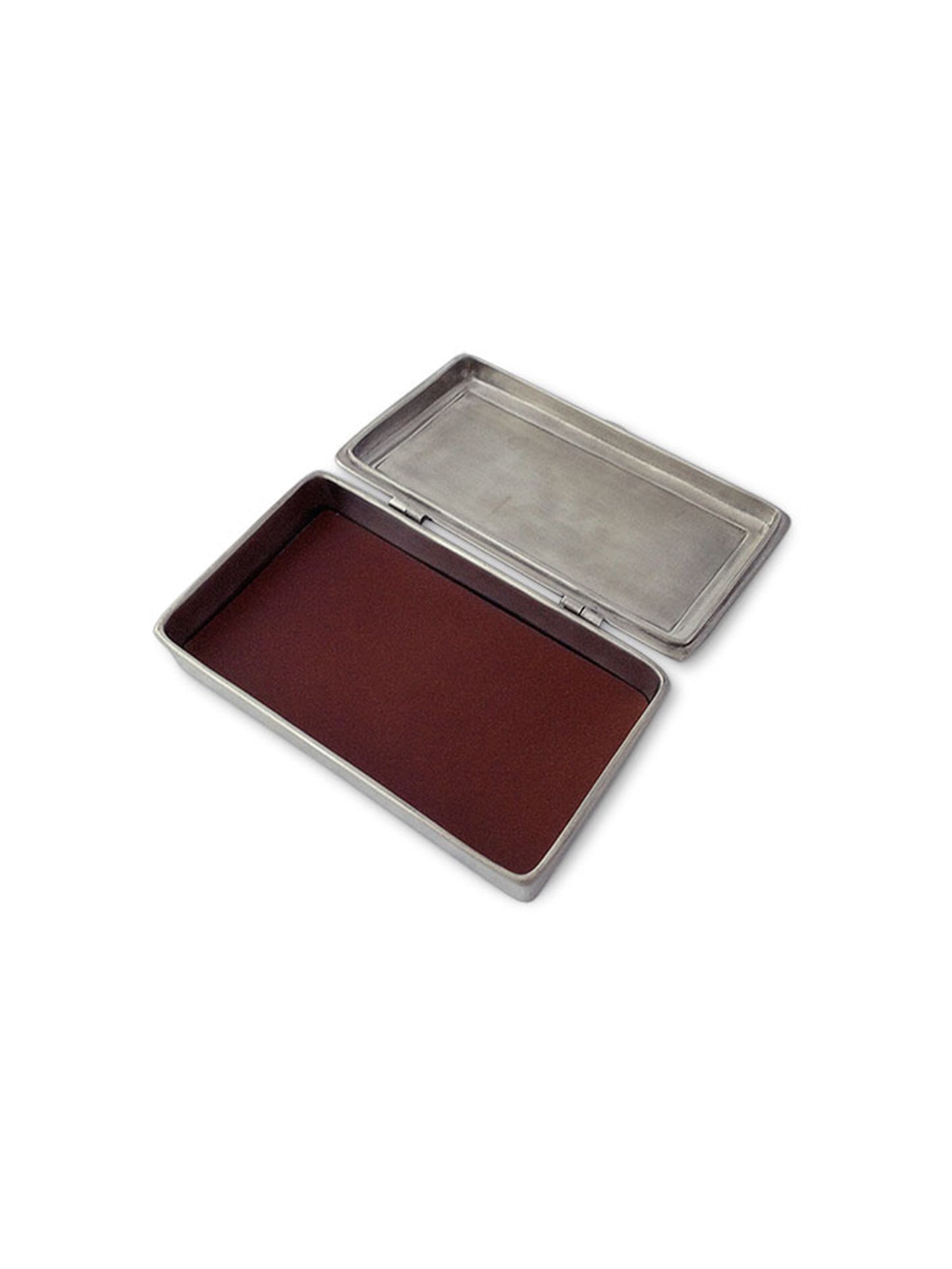 MATCH Pewter Rectangle Lidded Box with Leather Weston Table