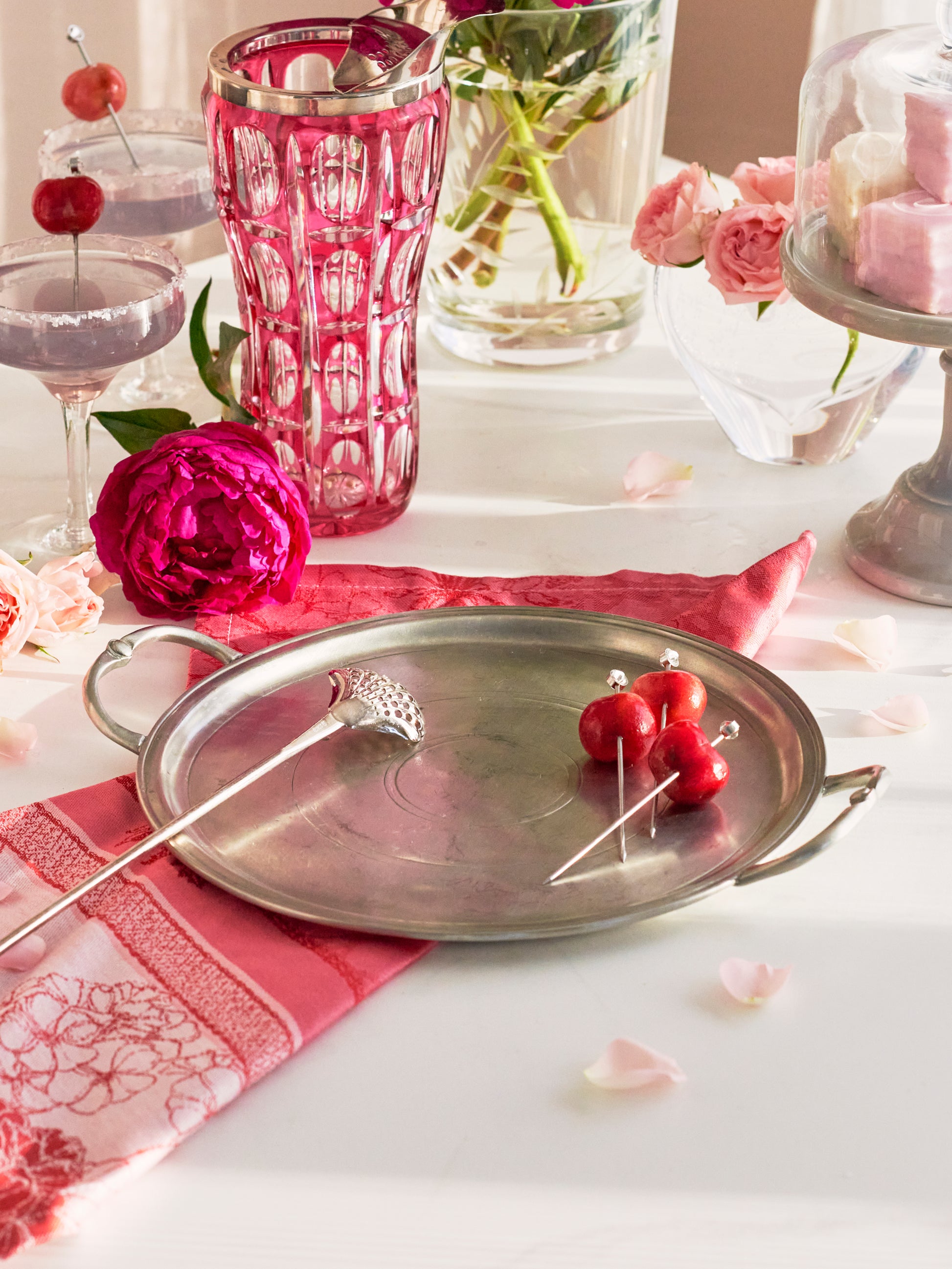 MATCH Pewter Round Tray with Handles Weston Table