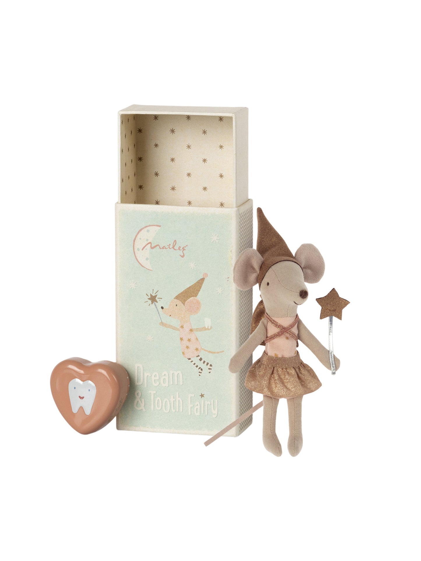 Maileg Tooth Fairy Mouse in Matchbox Rose Weston Table