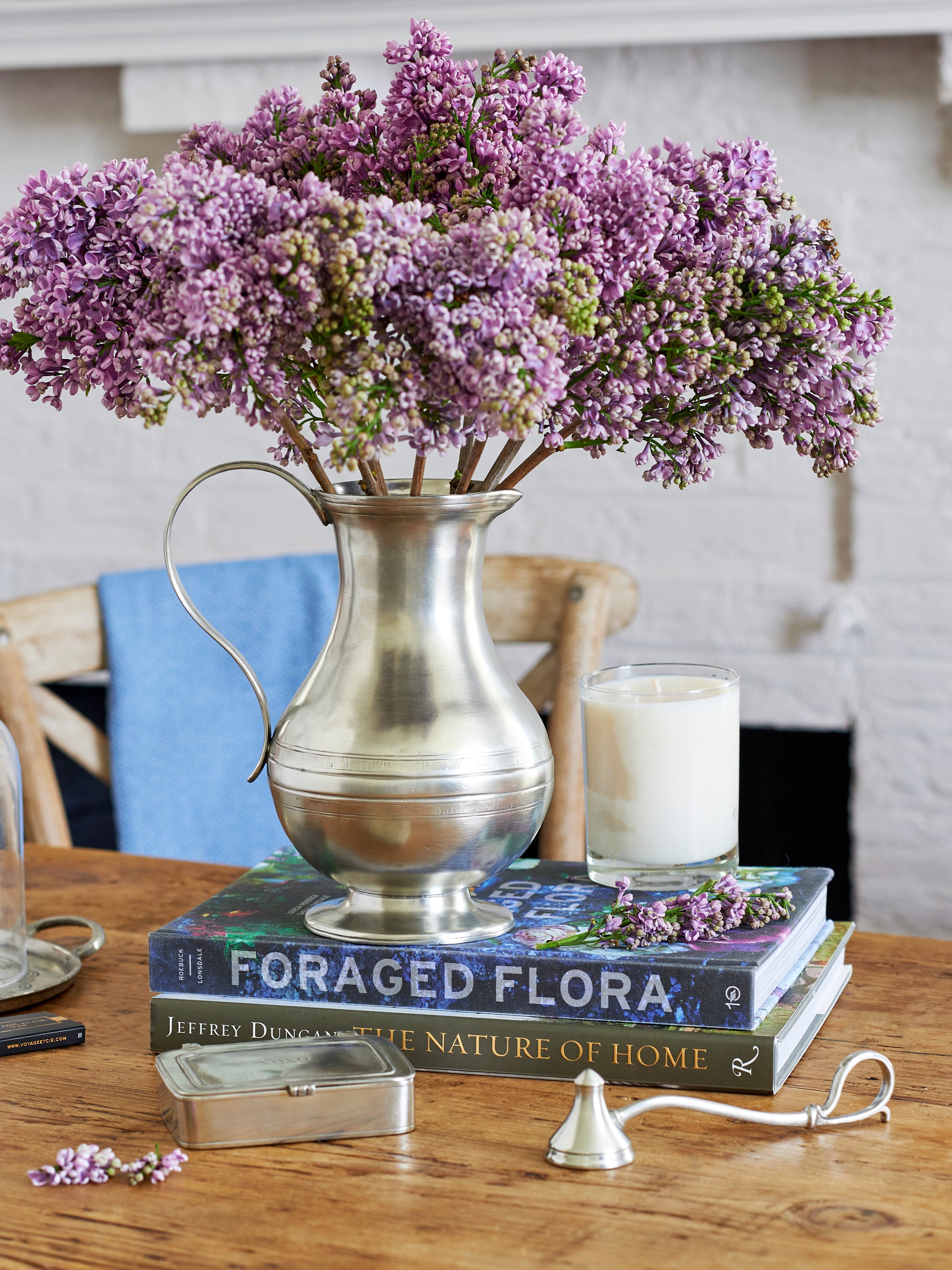 Vase for Flowers Metal Pitcher Silver and Copper Pitcher 