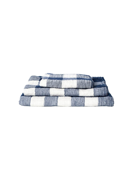 Kontex Vintage Check Navy Towels Weston Table