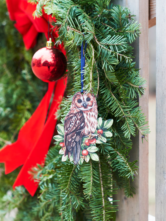 Owl Watercolor Birchwood Ornament Weston Table