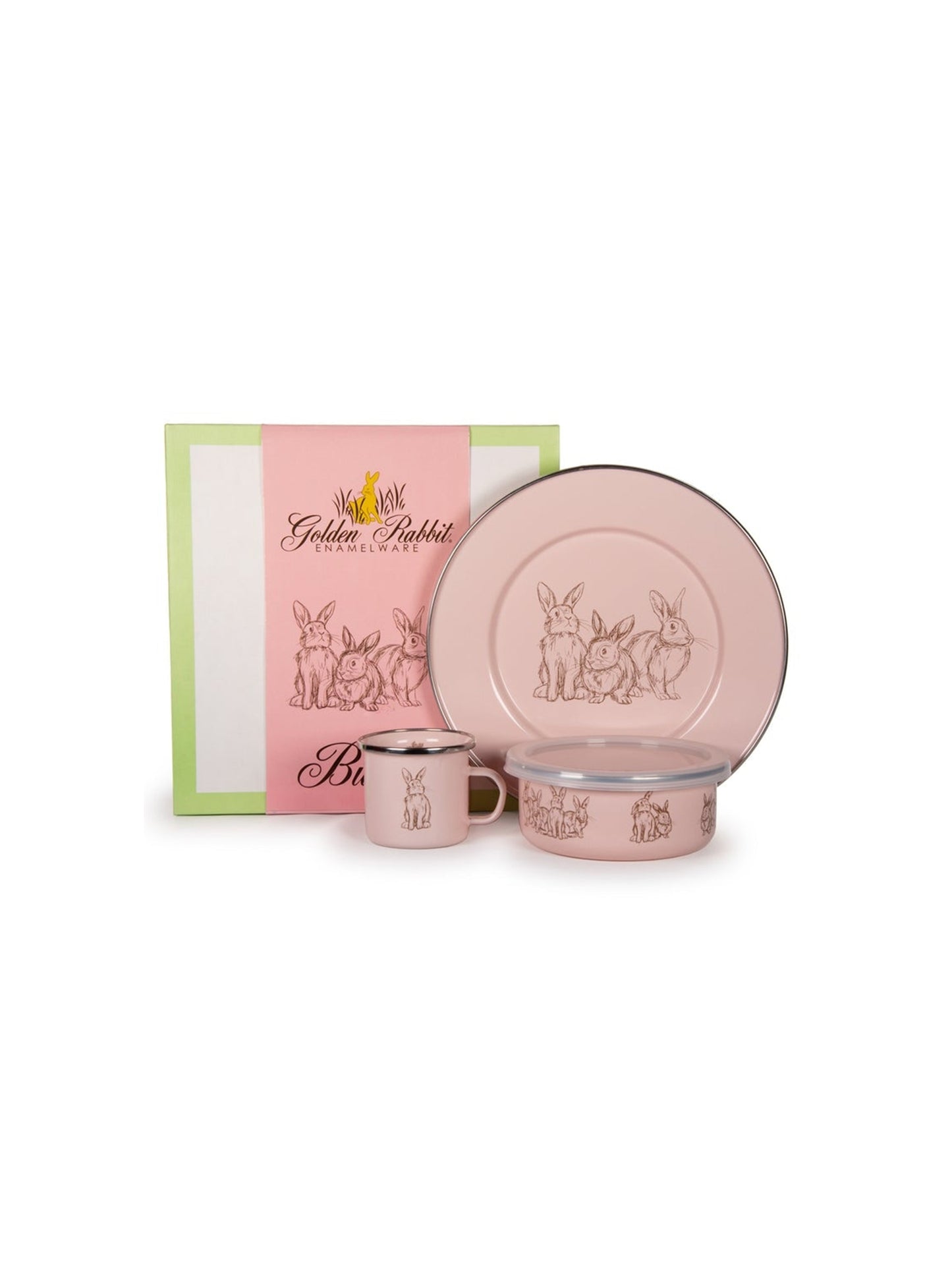 Peter Rabbit Enamelware Child 's Dinnerware Set Pink Weston Table