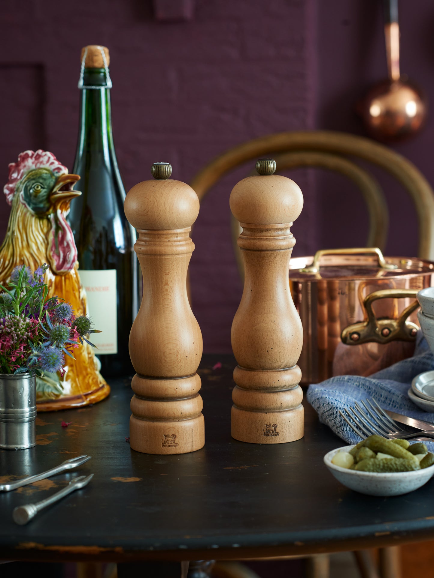 Peugeot Paris Antique Salt and Pepper Mills Weston Table
