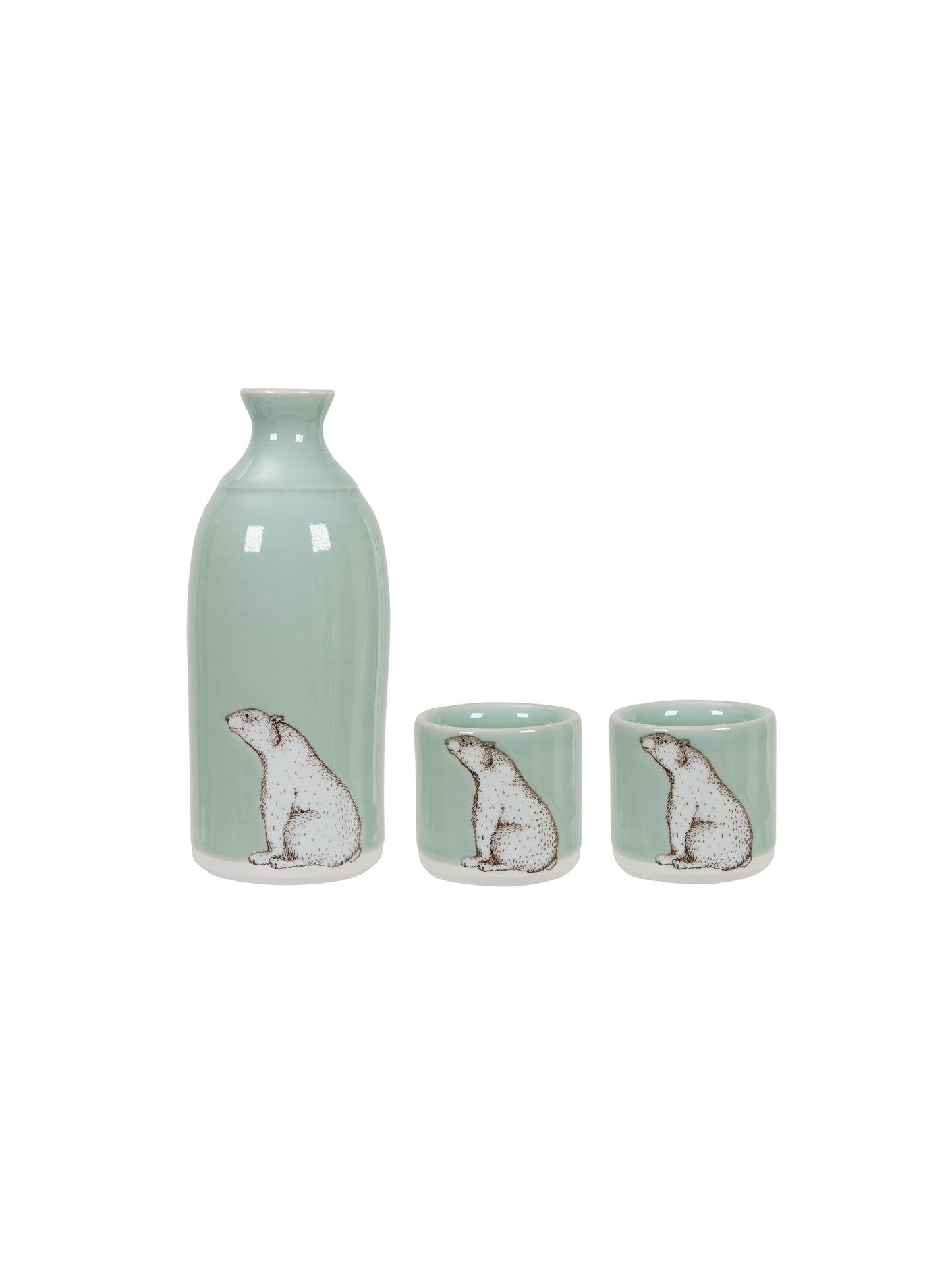 Polar Bear Sake Set Celadon Weston Table