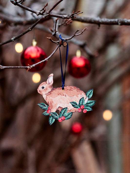 Rabbit Watercolor Birchwood Ornament Weston Table