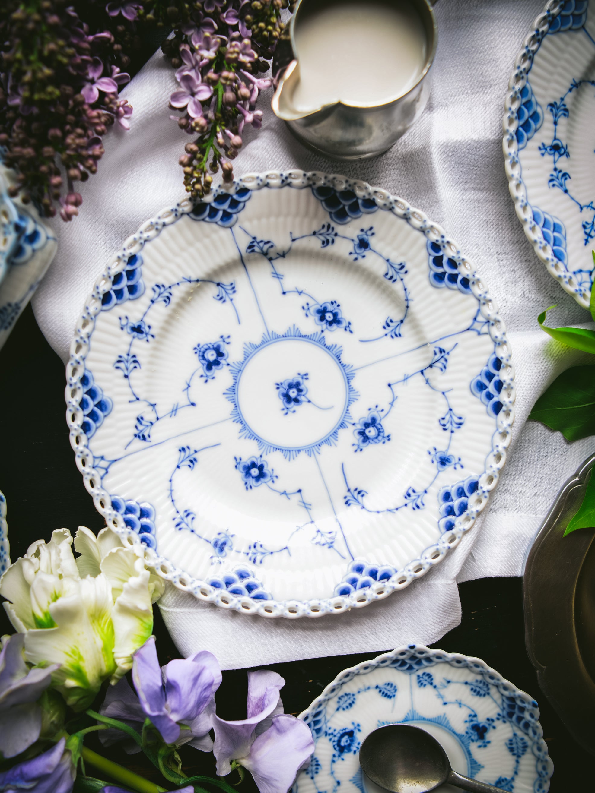 Mid Century Royal Copenhagen Blue Fluted Full Lace 7.75 Salad Plate