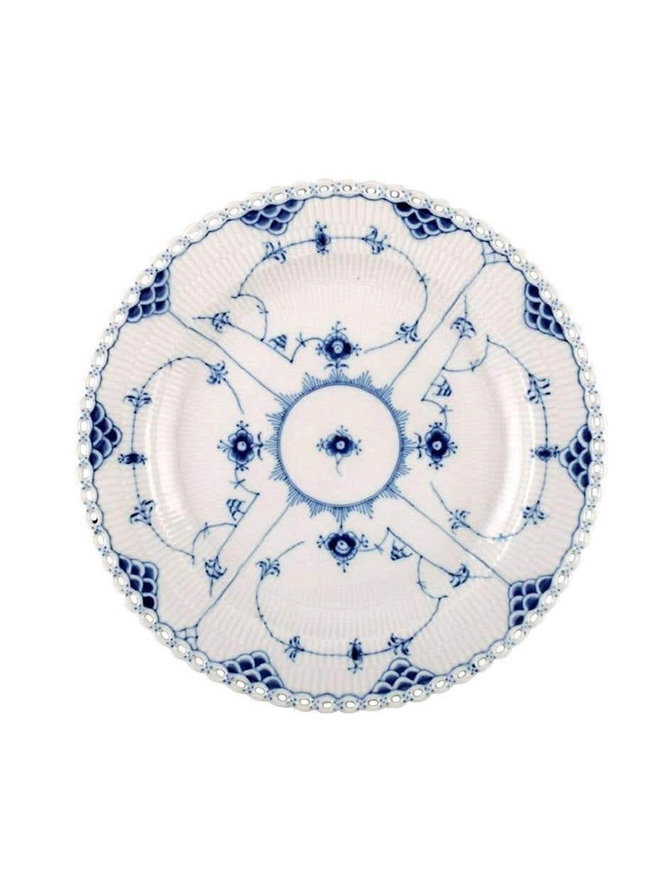 Vintage Royal Copenhagen Blue Fluted Full Lace Round Serving Platter