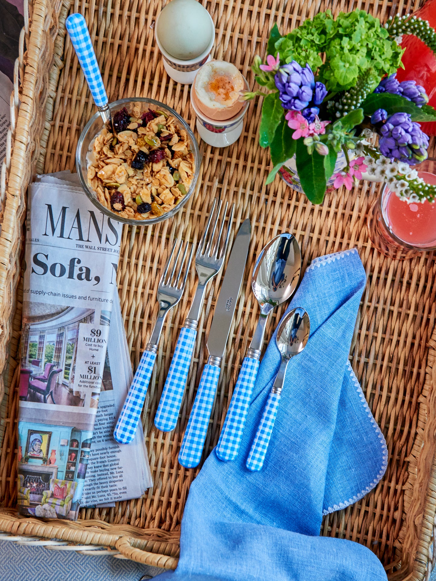 Sabre Paris Gingham Blue 5 Piece Place Setting Weston Table