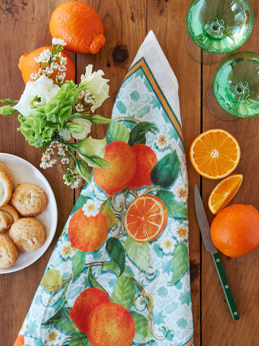 Sevilla Orange Linen Kitchen Towel Weston Table