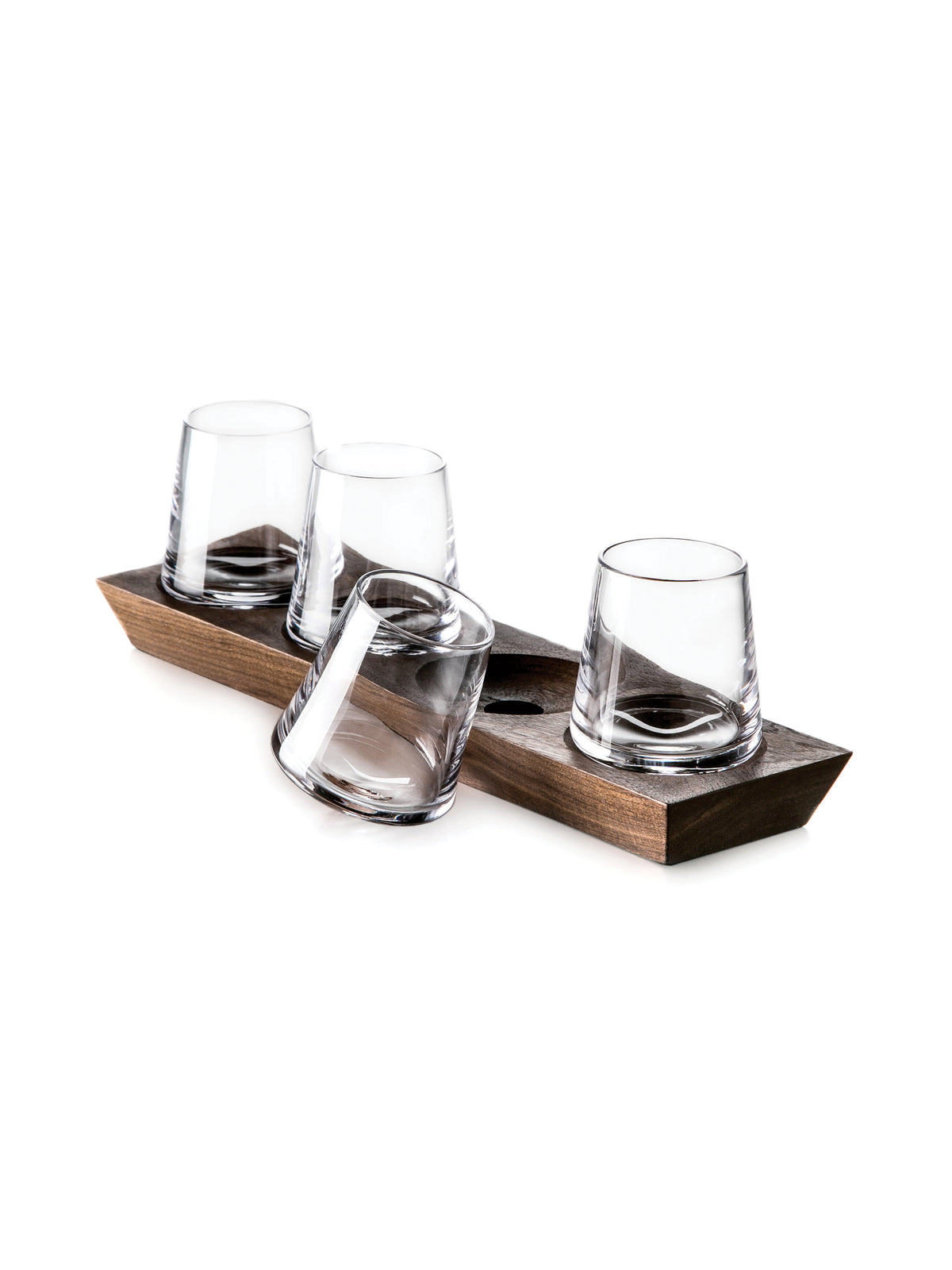 Simon Pearce Ludlow Whisky Glass Set with Wood Base Weston Table