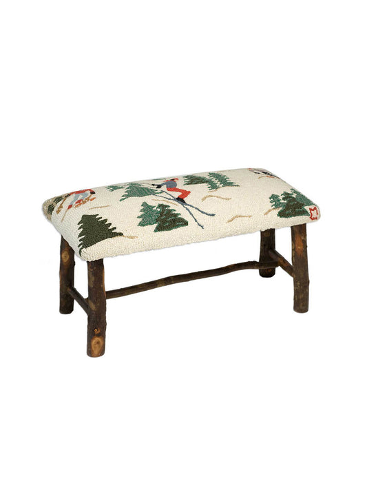 Skier Hooked Wool Top Bench Weston Table