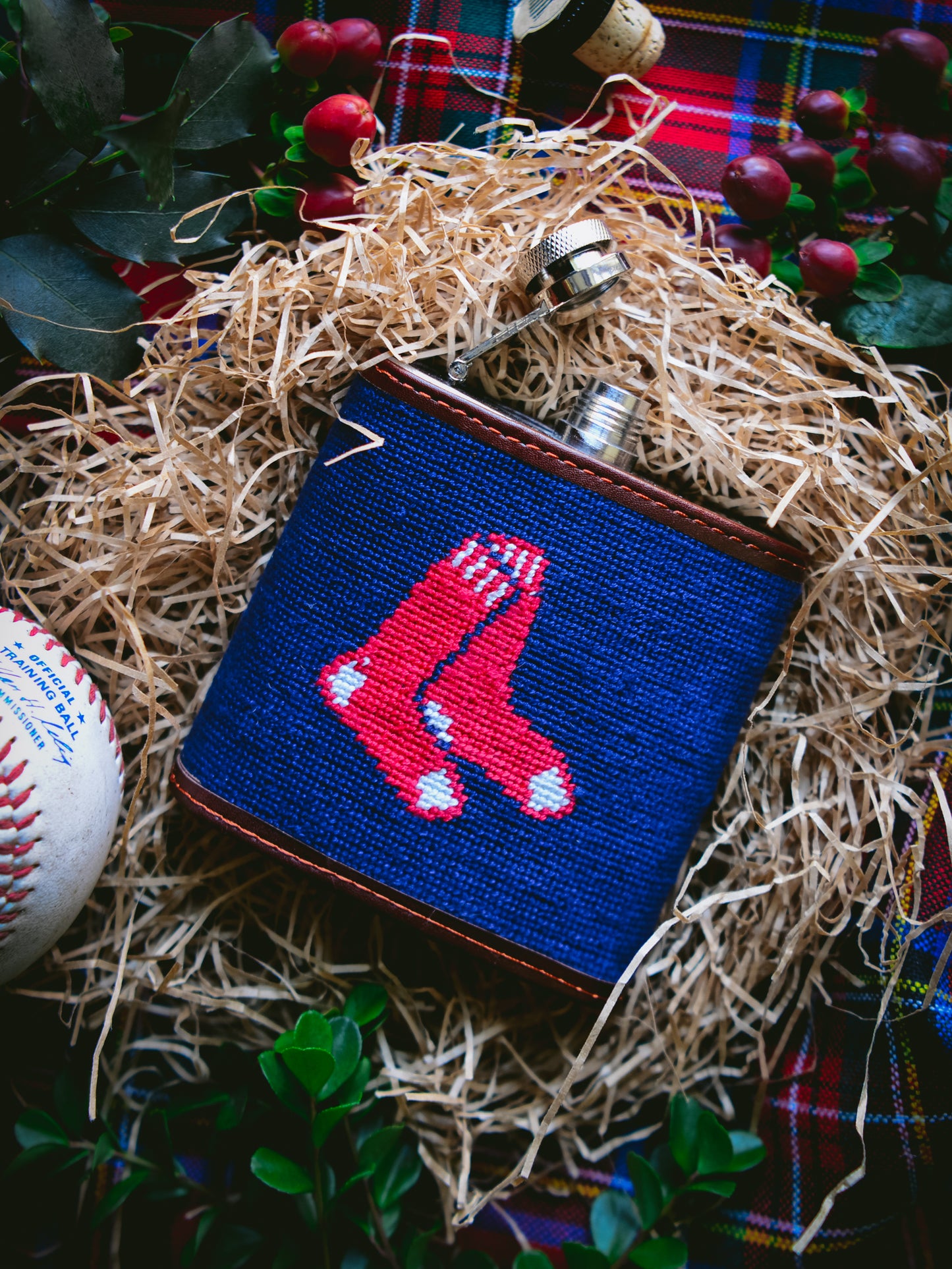 Smathers & Branson Boston Red Sox Needlepoint Flask Weston Table