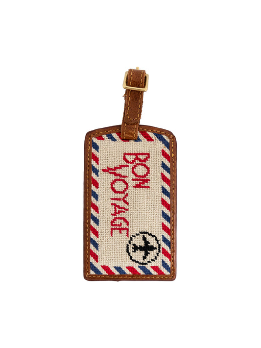 Smathers & Branson Bon Voyage Needlepoint Luggage Tag Weston Table