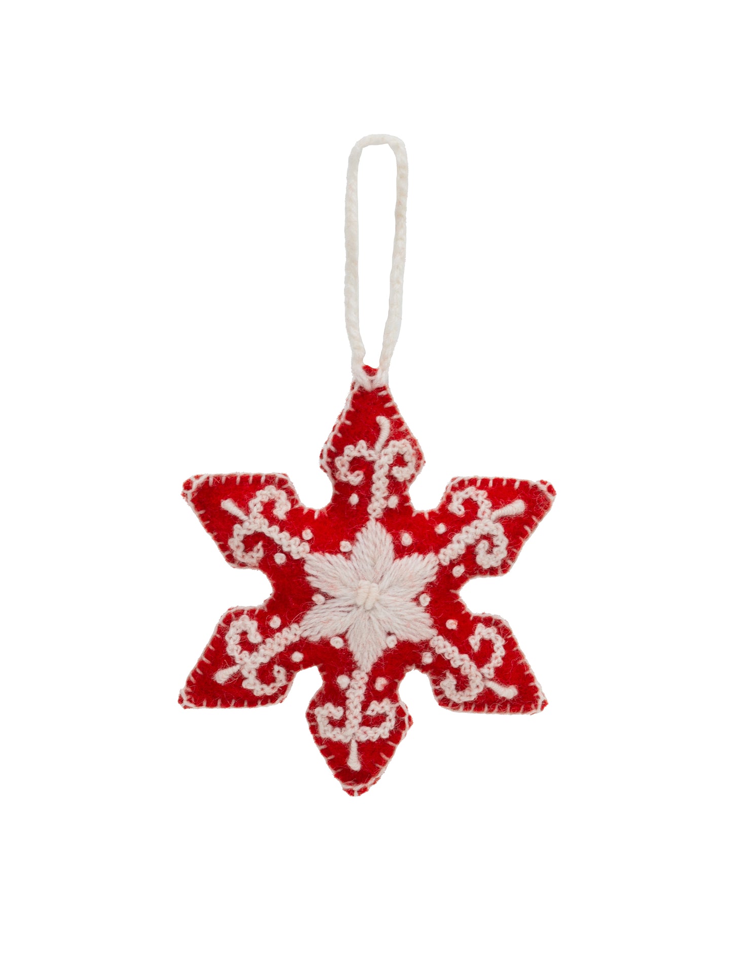 Snowflake Wool Felt Ornament Red Weston Table