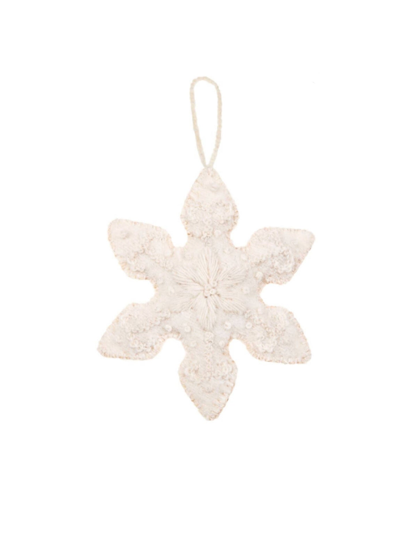 Snowflake Wool Felt Ornament Cream Weston Table