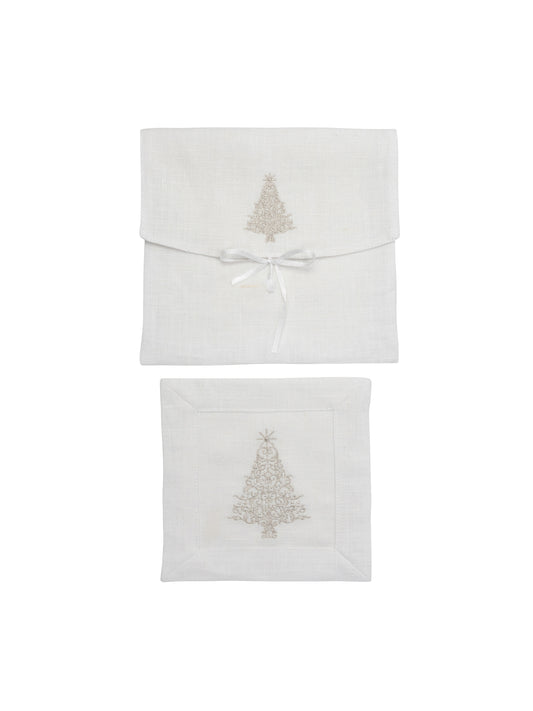 Sparkle Tree Linen Cocktail Napkin Set Weston Table